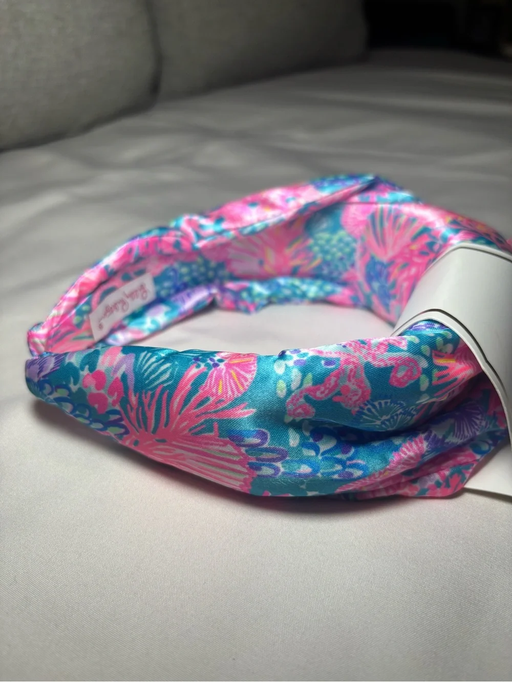 NWT Lilly Pulitzer “Splendor in the Sand”Pink & Aqua Wide Knotted Headband